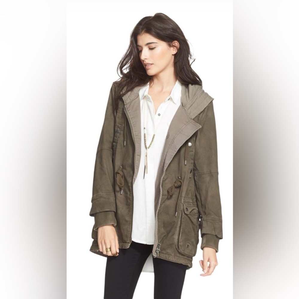 Free People Oversized Military Green Trench Coat (S)